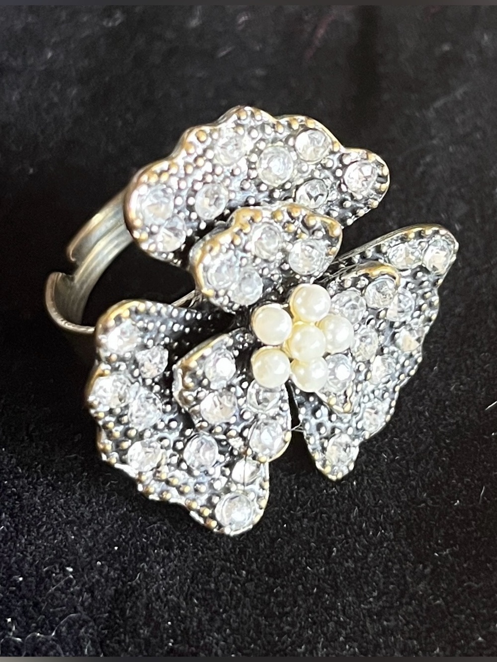 Floral Cocktail Ring Sz 7-8